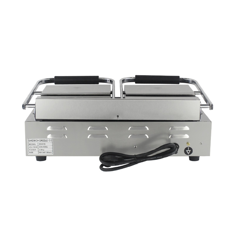 Mesin Dapur Panggangan Panini Piring Ganda Listrik Komersial Stainless Steel